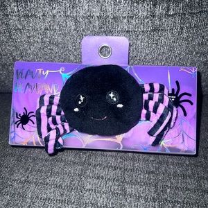 Black & Purple Spider Spooky Halloween Beauty Spa Plush Striped Headband